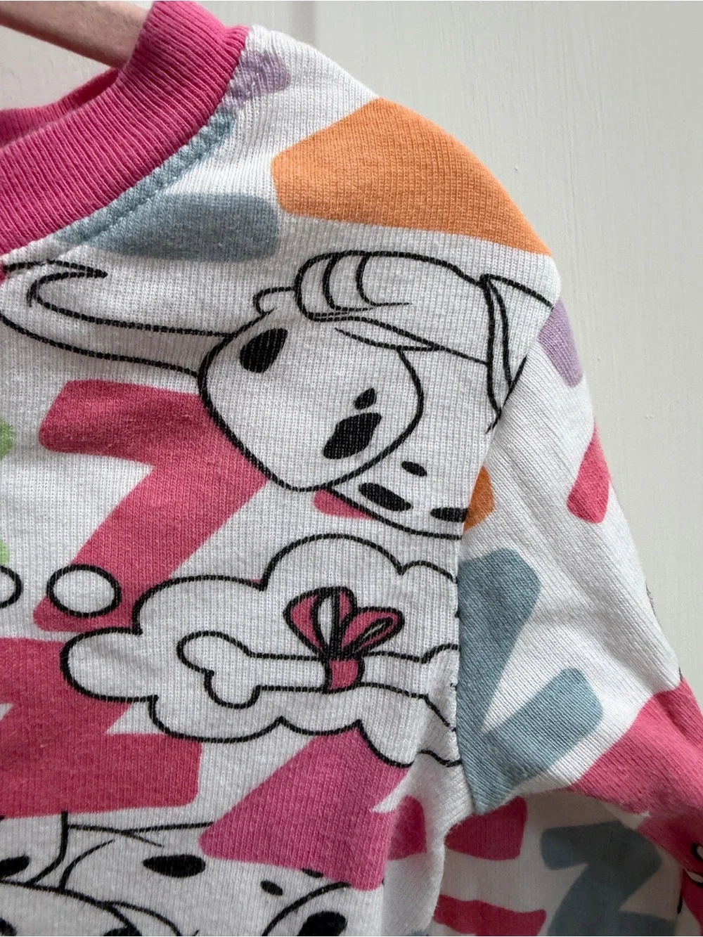 Disney Girls 5 101 Dalmatians White Long Sleeve Pajama Top Shirt Patches